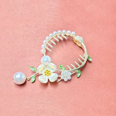 Women's Lily Of The Valley Hair Clip Faux Pearl Tassel Head Alloy Po