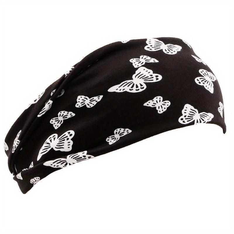 Women's Printed Sports Headband Yoga Hairband Wide Fitness Bandana
