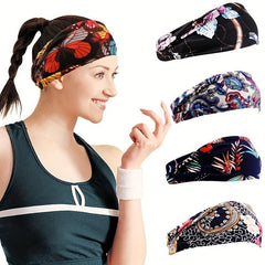 Women's Printed Sports Headband Yoga Hairband Wide Fitness Bandana