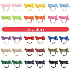 30pc 15pairs Hair Rubber Bands Bright Cartoon Girl's Elastic Hair Band