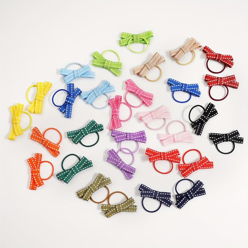30pc 15pairs Hair Rubber Bands Bright Cartoon Girl's Elastic Hair Band