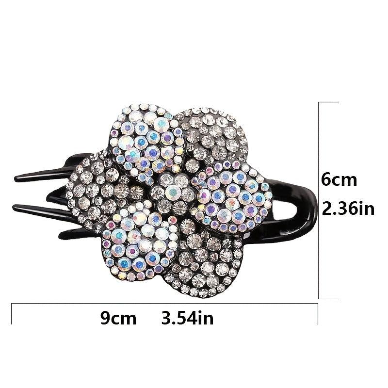 Rhinestone Flower Hair Claw Clip Ponytail Holder Accessories