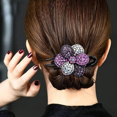 Rhinestone Flower Hair Claw Clip Ponytail Holder Accessories