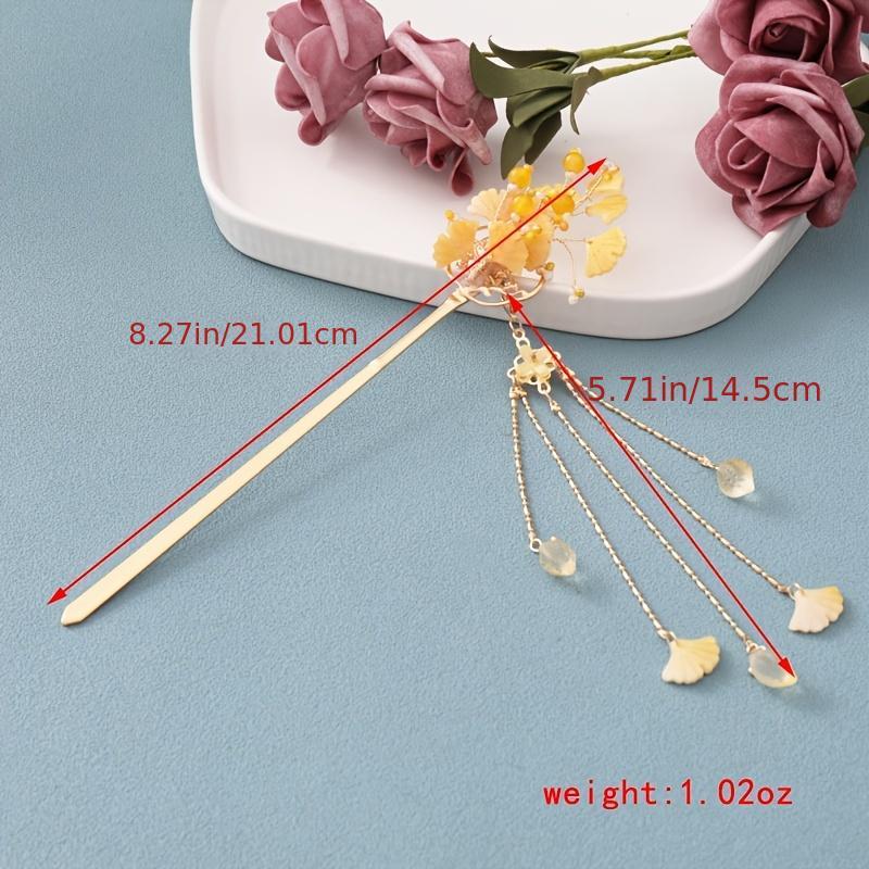 Vintage Ginkgo Tassel Hairpin with Faux Pearl