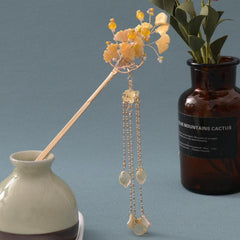 Vintage Ginkgo Tassel Hairpin with Faux Pearl