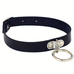 Punk Style Leather Choker with Lifting Ring Buckle