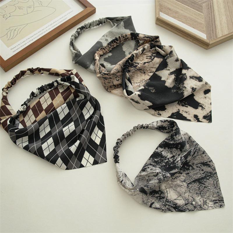 5pcs Checkered Tie Dye Bandana Scarf Hair Band Women Hair Accessories