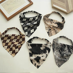 5pcs Checkered Tie Dye Bandana Scarf Hair Band Women Hair Accessories