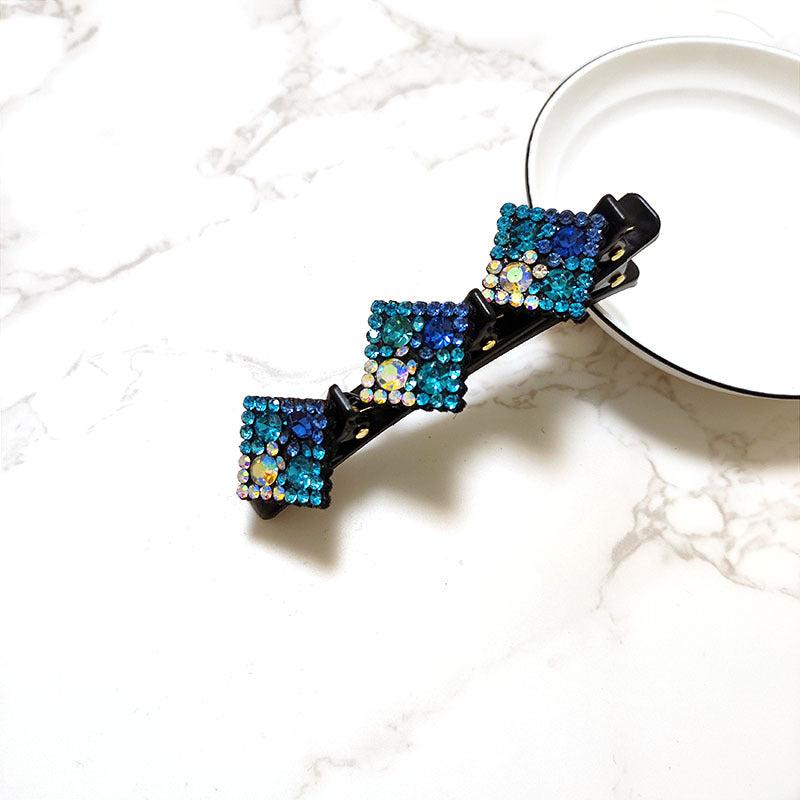 Crystal Stone Braided Hair Clips Satin Fabric Hair Bands