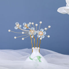 Faux Pearl Flower Hair Pin Chinese Style Hair Accessories