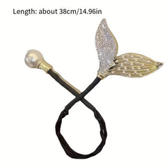 Rhinestone Fishtail Shape Hair Rope Bun Maker Ponytail Holder Hair Styler