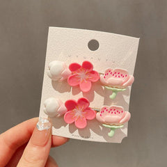 2pcs Pink Flower Hair Clip Acrylic Barrette Hair Accessories Women