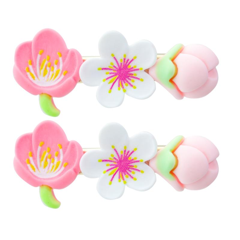 2pcs Pink Flower Hair Clip Acrylic Barrette Hair Accessories Women