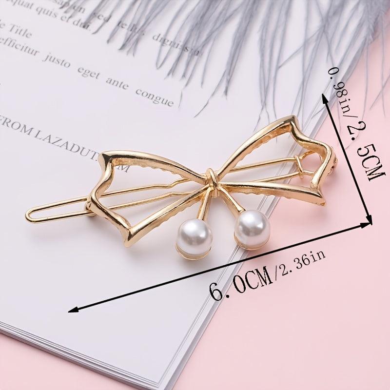 Alloy Bowknot Pearl Hairclip Metal Hairpin Barrette Party Prom Hair Accessories