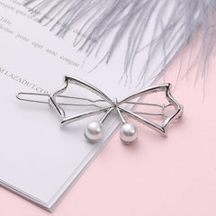 Alloy Bowknot Pearl Hairclip Metal Hairpin Barrette Party Prom Hair Accessories
