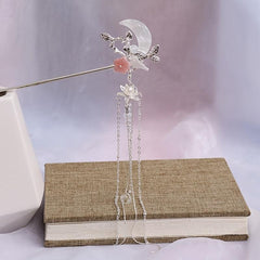 Moon Leaf Flower Tassel Hairpin Ancient Style Hair Accessories