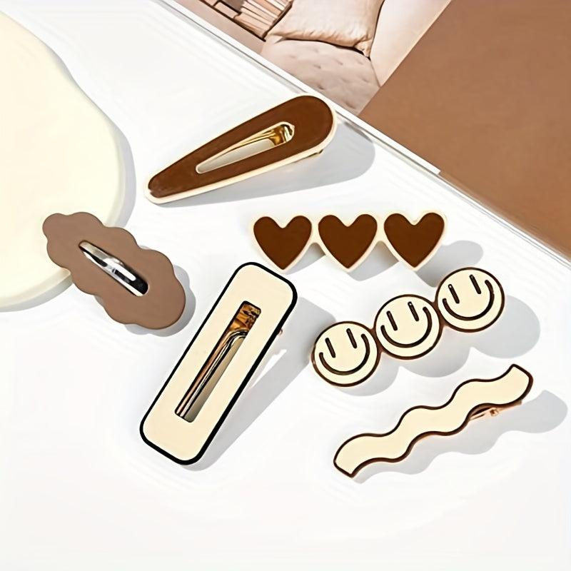 12pcs Duck Billed Clip Hollow Rectangle Decor Hair Clip Women Girls Clip