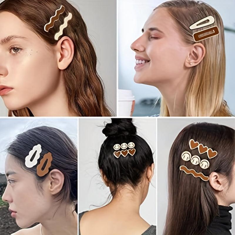 12pcs Duck Billed Clip Hollow Rectangle Decor Hair Clip Women Girls Clip