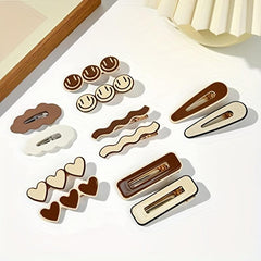 12pcs Duck Billed Clip Hollow Rectangle Decor Hair Clip Women Girls Clip