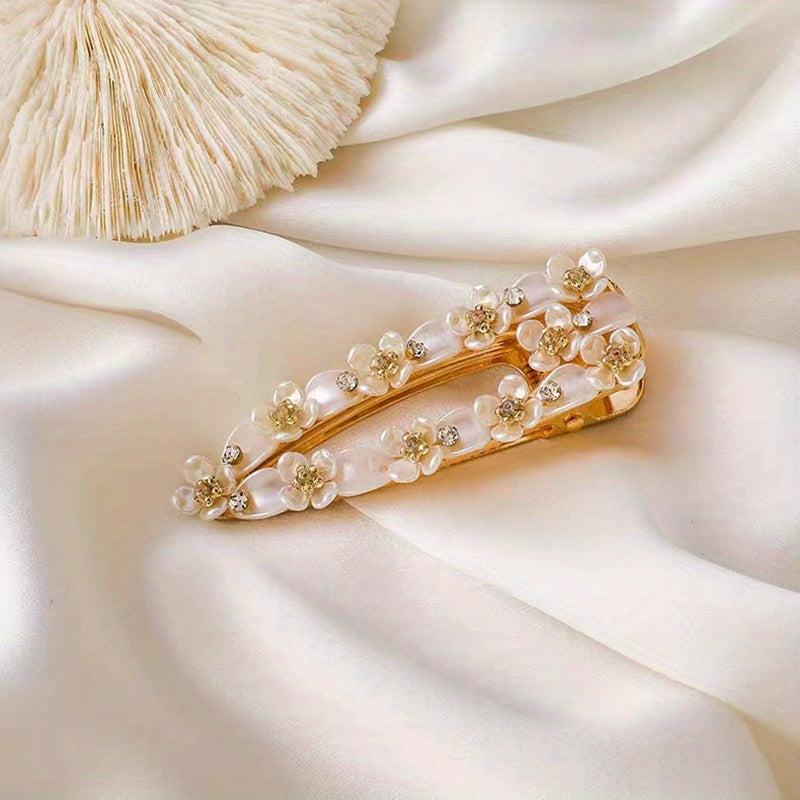 Faux Pearl Flower Hair Clip for Women