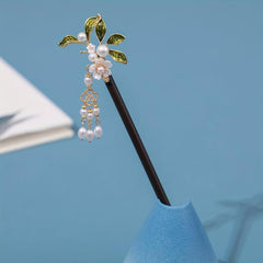 Faux Pearl Leaf Shape Hairpin Ancient Style Hair Stick Chinese Styel Hair Pin
