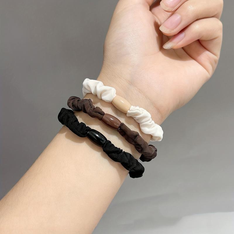 9pcs Solid Skinny Scrunchies Hair Tie For Women Girls