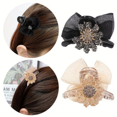 Crystal Daisy Hair Claw Rhinestone Ponytail Holder