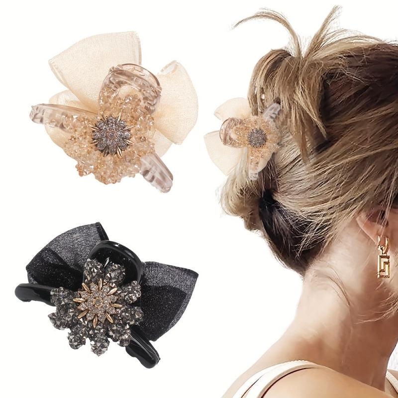 Crystal Daisy Hair Claw Rhinestone Ponytail Holder