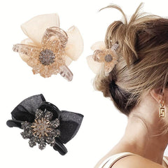 Crystal Daisy Hair Claw Rhinestone Ponytail Holder