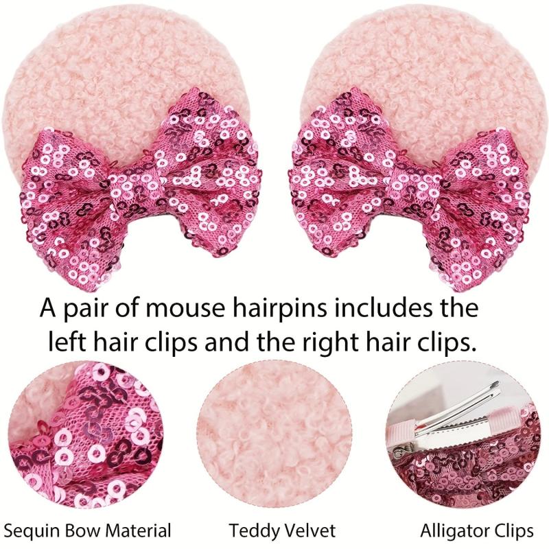 Sequin Mouse Ears Hair Clips Glitter Bows Baby Girls Hair Accessories