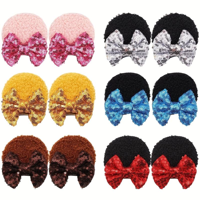 Sequin Mouse Ears Hair Clips Glitter Bows Baby Girls Hair Accessories