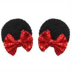 Sequin Mouse Ears Hair Clips Glitter Bows Baby Girls Hair Accessories