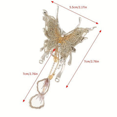 Butterfly Hair Claw Clip Rhinestone Tassel Banana Clip