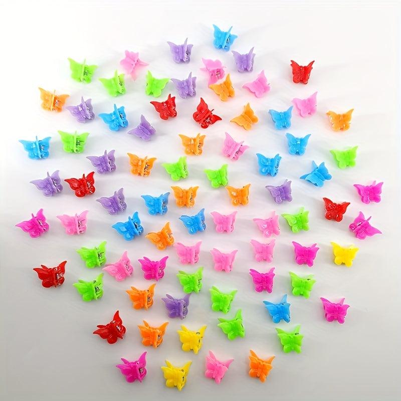 80pcs Small Hair Claw Angle Butterfly Plastic Hair Clip for Girls