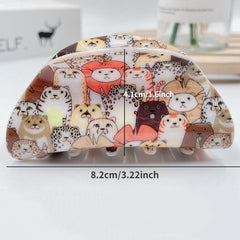 Women Cartoon Animal Hair Claw Acrylic Cat Bear Pattern Nonslip Ponytail Holder