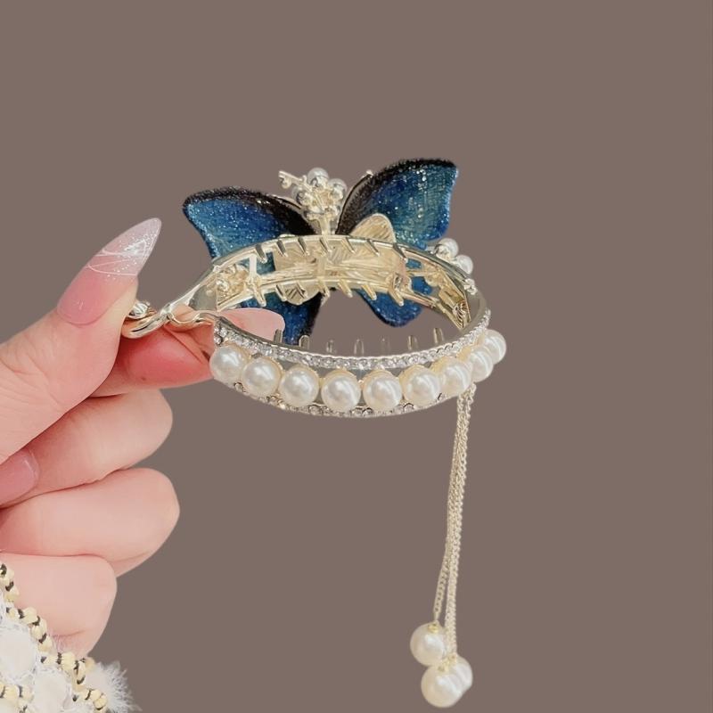 Rhinestone Pearl Tassel Claw Clip Strong Hold Grip Hair Jaw Clip