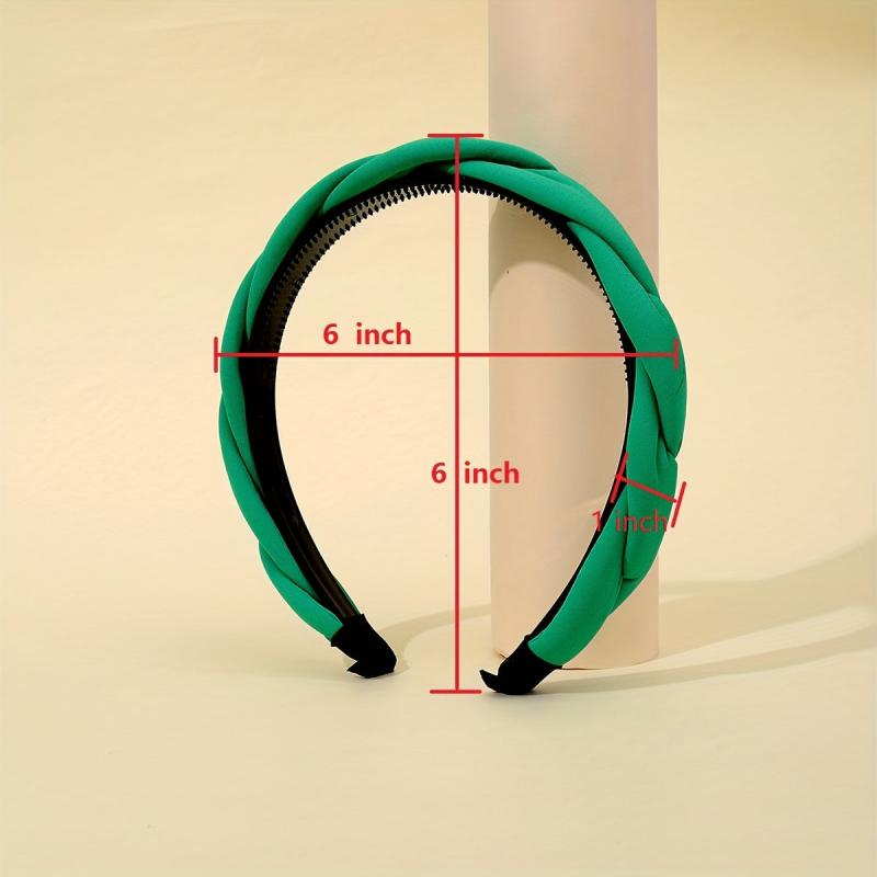 Green Braided Fabric Headband Twisted Padded Hairband for Woman