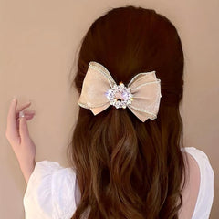 Rhinestone Bowknot Hair Clips Sweet Hair Accessories For Women Girls