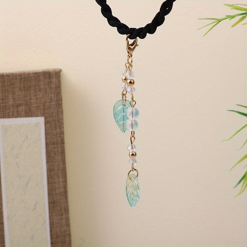 Chinese Hair Tie Leaf Beads Tassel Hair Ring Elastic Hair Accessories