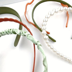 6pcs Wide Brim Head Hoop Set with Faux Pearl Decor Hair Band