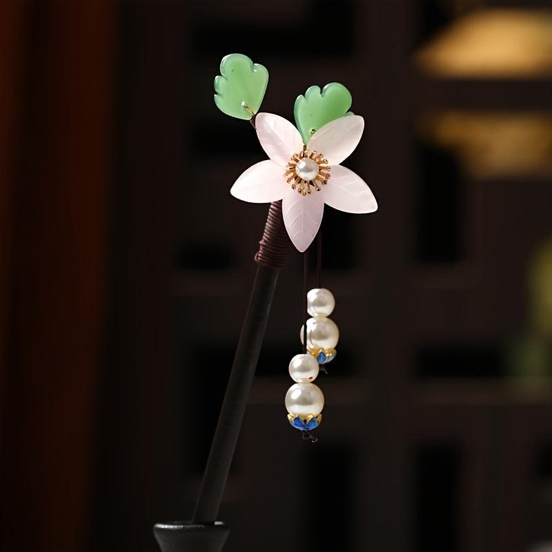 Vintage Hanfu Chignon Hairpin Faux Pearl Metal Hairpin