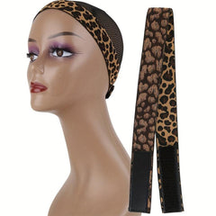 2pcs Leopard Pattern Wig Bands Adjustable Lace Melting Band Comfortable Headband