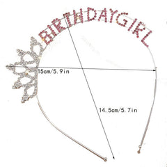 Pink Birthday Princess Tiara Rhinestone Happy Birthday Headband