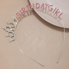 Pink Birthday Princess Tiara Rhinestone Happy Birthday Headband
