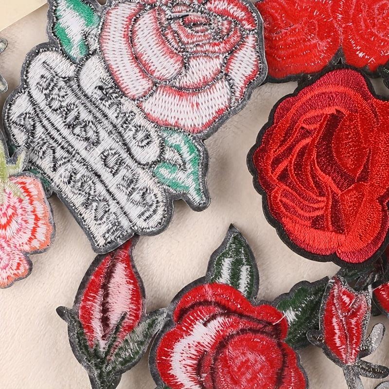 11pcs Rose Flower Embroidery Sticker Romantic DIY Patches