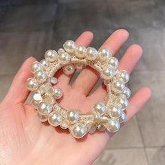 Faux Pearl Beaded Hair Tie Floral Hair Rope Ponytail Hair Ring