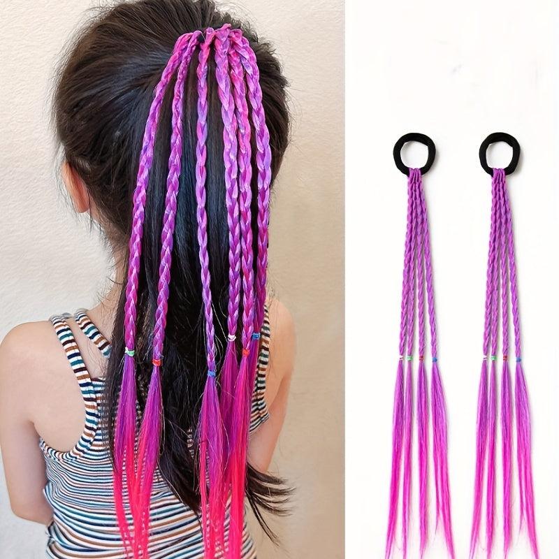 Y2K Wig Braided Hair Tie Colorful Hair Rope Ponytail Holder