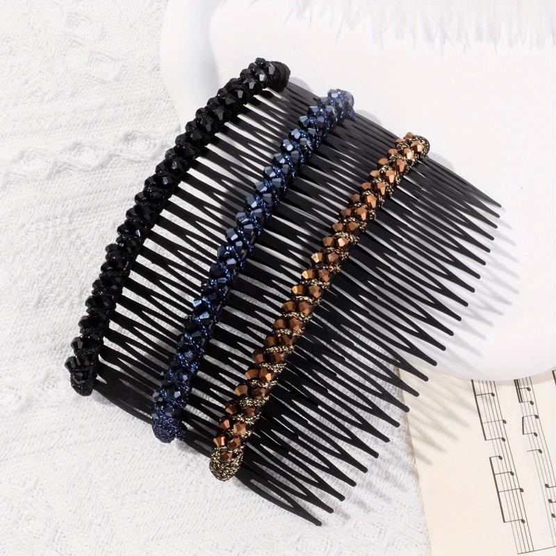 3pcs Crystal Rhinestone Hair Side Comb Set Braided Updo Hair Accessories