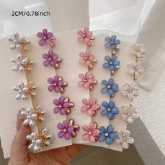 Princess Head Clip Set Faux Pearl Crystal Flower Bangs Clip