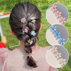 Princess Head Clip Set Faux Pearl Crystal Flower Bangs Clip